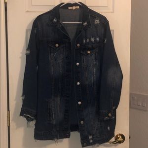 Oversized Distressed Jean Jacket